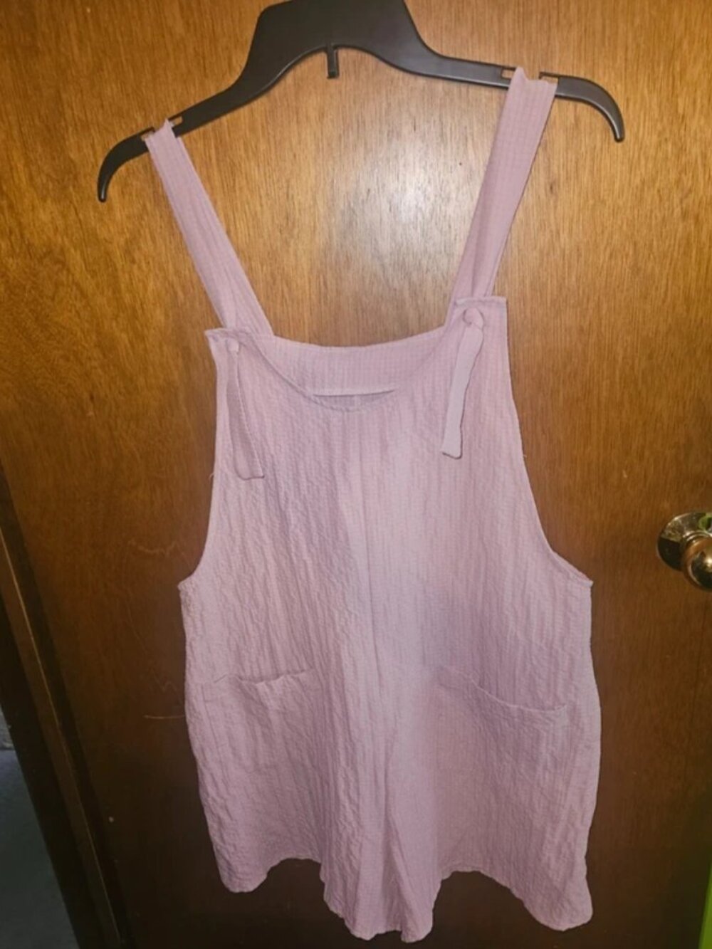 Emery Rose Dusty Pink Textured Short Overalls / Romper - Size L